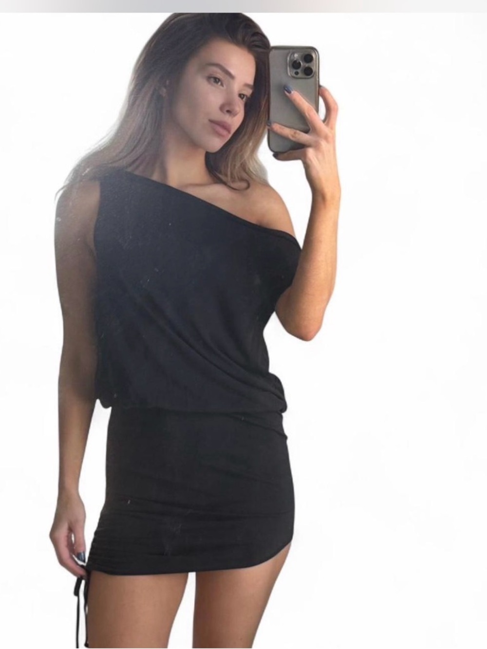 silence + noise Black One-Shoulder Mini Dress